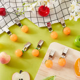 Resin Imitation Fruit Tablecloth Weights, Table Cloth Pendants, with Iron Clip, Orange, 55mm, Orange: 24~25x21x19.5~20mm, 8pcs/set