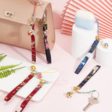 6Pcs Japanese Enamel Flower Brass Sakura Mobile Straps, with Polyester Cord for Mobile Phone Decoration, Mixed Color, 19cm, 6pcs/set