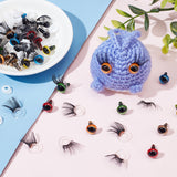 28 Sets 7 Colors Plastic Doll Craft Eyes, with 28Pcs Acrylic Doll Eyelashes, Crochet Toy and Stuffed Animals, Mixed Color, 15x10x4mm, Pin: 3.5mm, 4 sets/color