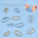 8Pcs 4 Styles 304 Stainless Steel Screw Carabiner Lock Charms, for Necklaces Making, Oval, Golden & Stainless Steel Color, 21~26x11~14x4mm, Screw: 7~8x4mm, 2pcs/style