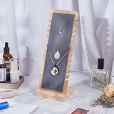 Detachable Wood Necklace Slant Back Display Stands with Velvet, L-Shaped Jewelry Organizer Holder for Necklace Storage, Pale Goldenrod, Finish Product: 9.75x9.1x27.2cm