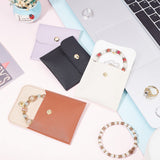 4Pcs 4 Colors PU Imitation Leather Jewelry Storage Bags, with Golden Tone Snap Buttons, Square, Mixed Color, 7.9x8x0.75cm, 1pc/color