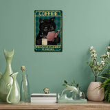 Iron Sign Posters, for Home Wall Decoration, Rectangle with Word Coffee Because Murder Is Wrong, Cat Pattern, 300x200x0.5mm