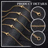 Vacuum Plating Classic Plain 304 Stainless Steel Mens Womens Cable Chain for Necklace Making, with Lobster Claw Clasps, Golden, 17.7 inch(45cm), 10pcs/box