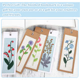 DIY Flower Pattern Paper Bookmark Embroidery Making Kits, including Fabric, Cotton Threads, Needle, Paper Craft Cards, Tassel Pendant Decoration and Embroidery Hoop, Mixed Color, Fabric: 267x267~270x0.3mm