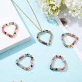 5Pcs Heart Natural Faceted Agate Pendants, with Brass Findings and Eco-Friendly Copper Wire Wrapped, Dyed & Heated, Golden, 39x42x4mm, Hole: 1.8mm