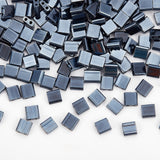 340Pcs 2-Hole Glass Seed Beads, Opaque Colours Lustered, Rectangle, Prussian Blue, 5x4.5~5.5x2~2.5mm, Hole: 0.5~0.8mm