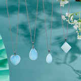 Opalite Pendants, with Brass Findings, Mixed Shapes, Platinum, 14pcs/box
