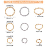 84Pcs 6 Style 304 Stainless Steel Jump Rings, Open Jump Rings, Twisted, Golden & Stainless Steel Color, 14pcs/style
