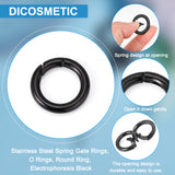 2Pcs 304 Stainless Steel Spring Gate Rings, O Rings, Round Ring, Electrophoresis Black, 6 Gauge, 24x4mm, Inner Diameter: 16mm