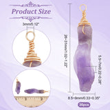 30Pcs Raw Rough Natural Amethyst Pendants, with Real 18K Gold Plated Eco-Friendly Copper Wire Wrapped, Nuggets, 26~31x8.5~9x5.5~7mm, Hole: 3mm