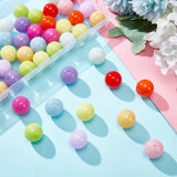 50Pcs Imitation Jade Acrylic Beads, Round, Mixed Color, 20mm, Hole: 3mm