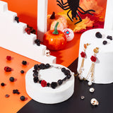 DIY Halloween Skull Gemstone Bracelet Making Kit, Including Natural Lava Rock & Synthetic Turquoise & Black Stone & Synthetic Coral Beads, Alloy & Glass Beads, Beads: 203Pcs/set