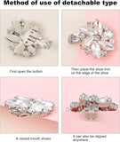 Alloy Rhinestone Shoe Clip Findings, DIY Craft Buckles for Shoes Accessories, Platinum, 32x32x9mm, 2pcs/box