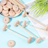 24Pcs Schima Wood Vehicle Wheels and 12Pcs Schima Wood Sticks, Toy Making Accessories, BurlyWood, Wheels: 3.8x1.2cm, Hole: 4.5mm, Sticks: 150x5mm