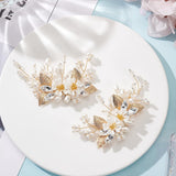 1 Sets Alloy Shoe Decoraction, with Pearl & Plastic Flower, for Shoe Decoration Accessories, Navajo White, 48.5x79.5x12mm