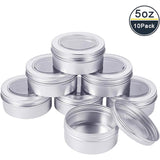 Round Aluminium Tin Cans, Aluminium Jar, Storage Containers for Cosmetic, Candles, Candies, with Screw Top Lid, Platinum, 8.3x3.8cm, Capacity: 150ml, 10pcs/set