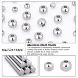 40Pcs 2 Style Textured 304 Stainless Steel Beads, Round, Stainless Steel Color, 4~6mm, Hole: 1.5~2mm, 20pcs/style