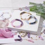 DIY Imitation Gemstone Curved Tube Bracelet Making Kit, Including Acrylic & Brass Spacer Beads, Elastic Thread, Mixed Color, Beads: 250Pcs/box