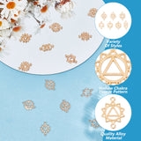 70Pcs 7 Styles Alloy Connector Charms, Chakra Flower Links, Light Gold, 19.5~21.5x9.5~15x1~1.5mm, Hole: 1.2~1.5mm, 10pcs