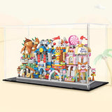 Transparent Plastic Minifigure Display Cases, Dustproof Action Figure Display Box, with Black Base, for Models, Building Blocks, Doll Display Holders, White, 26x16x20.5cm