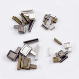 Clothing Accessories, Zinc Alloy Zipper Repair Accessories Insert Box and Pin Fix Retainer, Mixed Color, 8.5~17x4.5~12x4~6.5mm, Pin: 8.5~16.5x2~3.5x2~3.5mm, 12sets/box