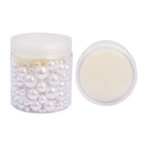 Acrylic Imitation Pearl Beads, No Hole/Undrilled, Round, White, 18.9x11.2x1.7cm, about 390pcs/box