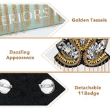 2Pcs Iron & Felt Fashion Tassel Epaulette, Detachable Shoulder Badge, with Acrylic & CCB Finding, DIY Clothing Accessories, Golden, 180x115x5.5mm