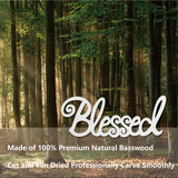 Laser Cut Basswood Wall Sculpture, for Home Decoration Kitchen Supplies, Word Blessed, White, 120x300x5mm