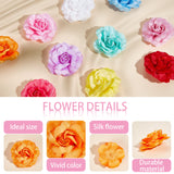 36Pcs 12 Colors Silk Rose Flower, Artificial Flower Heads, for DIY Decorative Wreath Party Birthday Home Decoration, Mixed Color, 45x20mm, Hole: 2mm