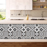 Waterproof PVC Tile Stickers, for Kitchen Bathroom Waterprrof Wall Tiles, Square with Flower Pattern, Black, 100x100mm, 12 style, 3pcs/style, 36pcs/set