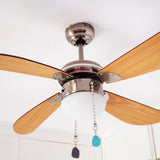 Gemstone Ceiling Fan Pull Chain Extenders, with 304 Stainless Steel Ball Chains, 337mm, 4 style, 1pc/style, 4pcs/set