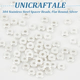 100Pcs 304 Stainless Steel Spacer Beads, Flat Round, Silver, 4x1.2mm, Hole: 1.2mm