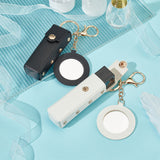 2Pcs 2 Cololrs PU Leather Lipstick Storage Bags, with Iron Keychain Ring & Alloy Clasps & Mirror, Rectangle, Mixed Color, 15~15.2cm, 1pc/color