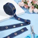 5 Yards Polyester Raw Edged Ribbon, with Golden Tone Alloy Eyelets, Midnight Blue, 1 inch(26mm)