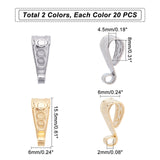 40Pcs 2 Colors 304 Stainless Steel Tube Bails, Loop Bails, Mixed Color, 15.5x6x6mm, Hole: 2mm, 20pcs/color