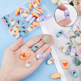 40Pcs 4 Styles Opaque Resin Cabochons, Slipper with Bowknot, Mixed Color, 20~27x10~13mm, about 10pcs/style