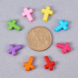 Opaque Acrylic Beads, Cross, Mixed Color, 16x12x4.5mm