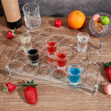 Glitter 24 Round Holes Acrylic Shot Glasses Holders, Beer Wine Glasses Organizer Rack for Family Party Bar Pub, Rectangle, Clear, 220x325x43mm, Hole: 8mm, Inner Diameter: 45mm