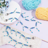2Pcs 2 Style Knitting Row Counter Chains, Acrylic Beaded 1~10 Numbered Stitch Marker with Tibetan Style Heart Lobster Claw Clasp for Tracking Project Progress, Blue, 37.2cm & 43.1cm, 1pc/style