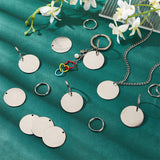 120Pcs 304 Stainless Steel Stamping Blank Tag Pendants, with 120Pcs Iron Split Key Rings, Flat Round, Stainless Steel Color, 30x1mm, Hole: 2mm
