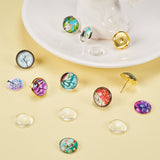 DIY Earring Making, with Brass Stud Earring Findings, Clear Glass Cabochons and Clear Plastic Ear Nuts, Mixed Color, 11x7x3cm