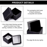 Kraft Paper Cardboard Jewelry Boxes, Ring Box, Square, with Sponge inside, Black, 4.5x3.8x3cm