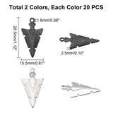 40Pcs 2 Color 304 Stainless Steel Pointed Pendants, Arrow, Mixed Color, 20pcs/color