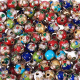 Handmade Cloisonne Beads, Round, Mixed Color, 8mm, Hole: 2mm, 120pcs/box, Square Plastic Bead Storage Container: 6.4x6.3x2cm