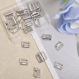 Alloy Bikini Clips, Bra Clasp Replacement Part, Lingerie Front Closure, Platinum, 14x15x4mm, Hole: 9.5x2mm, 10 sets/box