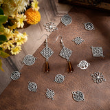 80Pcs 8 Style Tibetan Style Links Connectors, Flat Round & Rhombus & Flower, Antique Silver, 10pcs/style