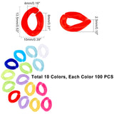 1000Pcs 10 Colors Opaque Acrylic Linking Rings, Quick Link Connectors, For Jewelry Curb Chains Making, Twist, Mixed Color, 13.5x10x2.5mm, Inner Diameter: 8x4mm, 100pcs/color