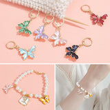 Alloy Enamel Butterfly Pendant Locking Stitch Markers, 304 Stainless Steel Clasps Stitch Marker, Mixed Color, 4.2cm, 6 colors, 2pcs/color, 12pcs/set