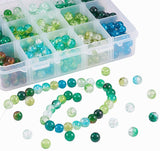 Two Tone Crackle Glass Beads Sets, with Baking Painted Transparent and Spray Painted Crackle Glass Beads, Round, Mixed Color, 140x108x30mm, about 460pcs/box